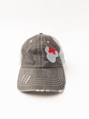 Women’s Disney Gray Distressed Trucker Hat with Minnie Patch
